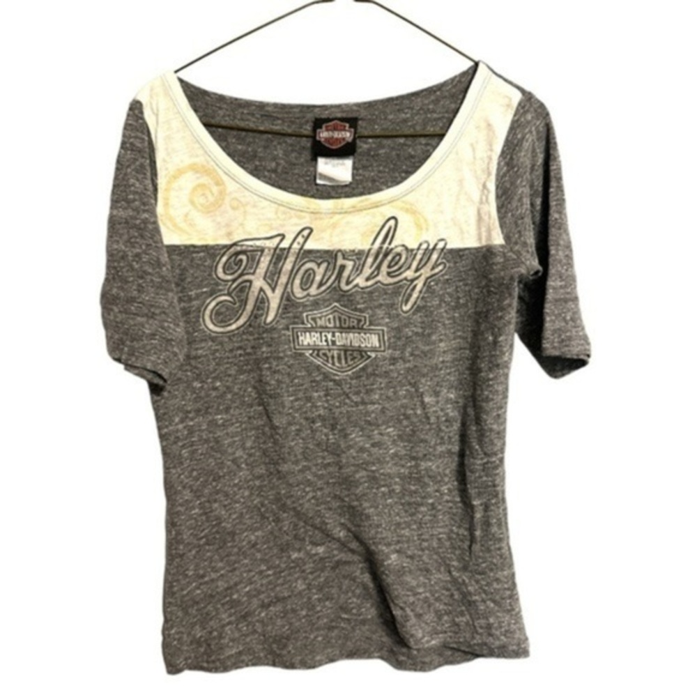 Harley Davidson ringer logo spell out script T-shirt sz S